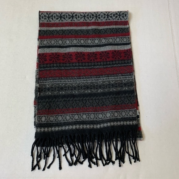 Vintage Winter Red and Gray Scarf - Picture 1 of 4